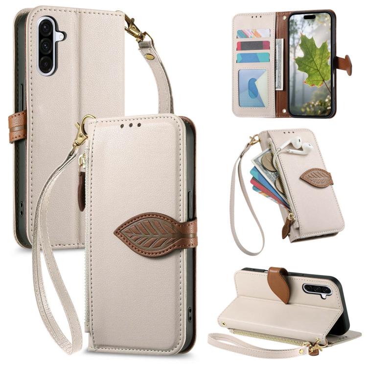 Portafoglio in pelle con cerniera e fibbia per Samsung Galaxy S25 Edge, A56, A26