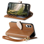 Portafoglio in pelle con cerniera e fibbia per Samsung Galaxy S25 Edge, A56, A26