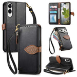 Portafoglio in pelle con cerniera e fibbia per Samsung Galaxy S25 Edge, A56, A26