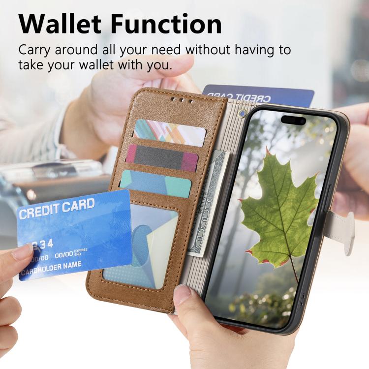 Portafoglio in pelle con cerniera e fibbia a foglia per Samsung Galaxy A50, A17