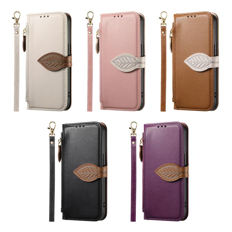 Portafoglio in pelle con cerniera e fibbia per Samsung Galaxy S25 Edge, A56, A26
