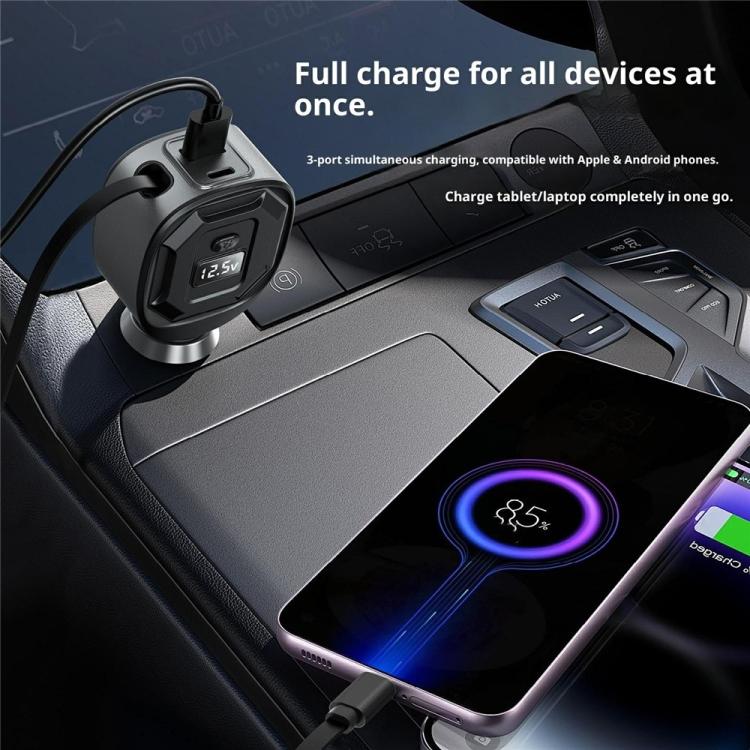 Adattatore ricarica rapida auto 65W con display tensione