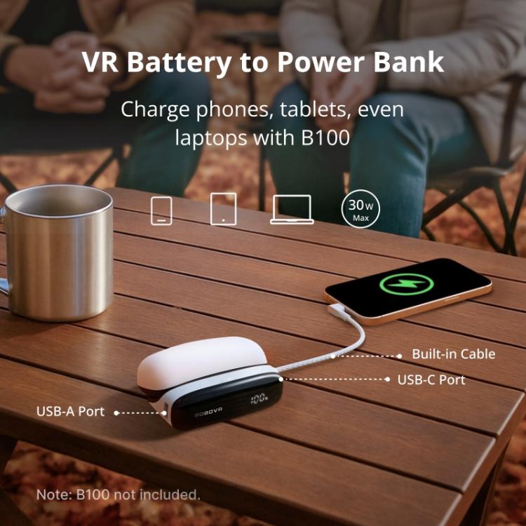 Hub di ricarica rapida BOBOVR PD100 da 30 W per dock di espansione batteria BOBOVR B100 con cavo Type-C integrato, PD100