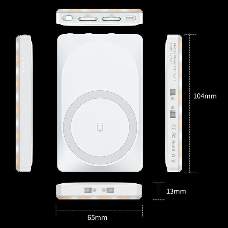V22A Luce LED portatile tascabile MagSafe magnetica per fotocamera del telefono, ideale per streaming live, potenza 4W., V22A