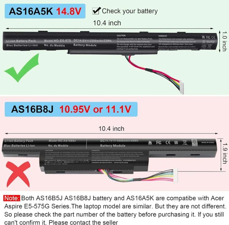 Batteria Acer AS16A5K 2200 mAh per laptop Aspire E5 - immagine 4