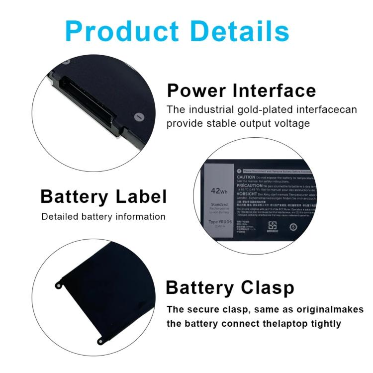 Batteria di ricambio Dell YRDD6 3600 mAh per laptop - immagine 3