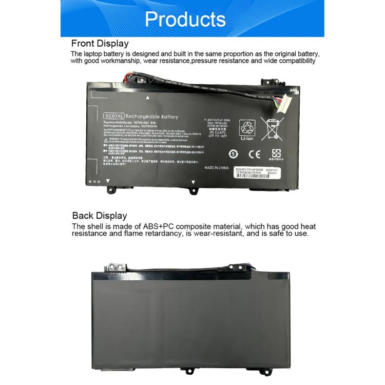 Batteria di ricambio HP SE03XL 3615 mAh per laptop Pavilion 14 - immagine 4