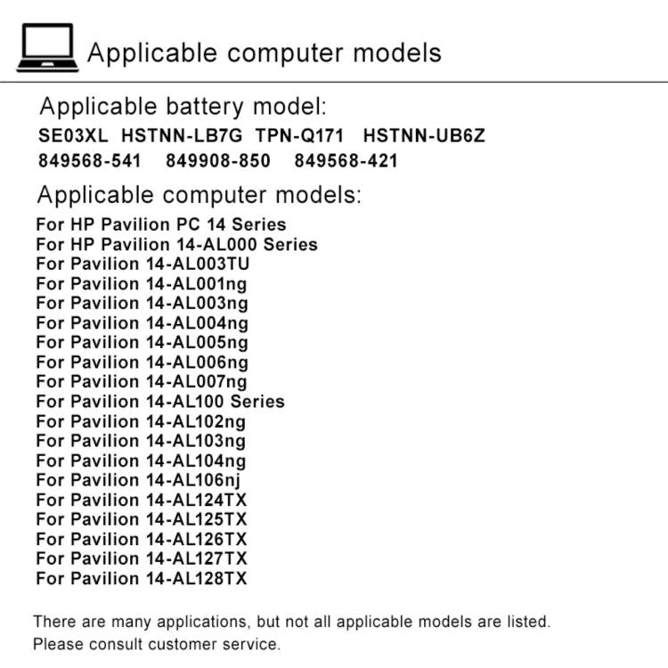 Batteria di ricambio HP SE03XL 3615 mAh per laptop Pavilion 14 - immagine 9