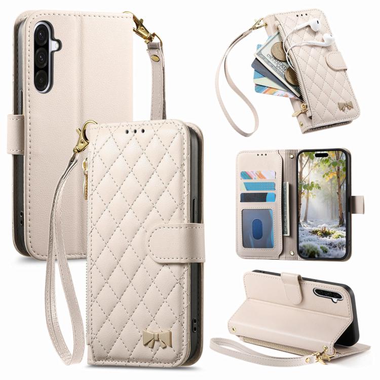 Portafoglio con cerniera a trama romboidale per Samsung Galaxy A57, A37, A56 e
