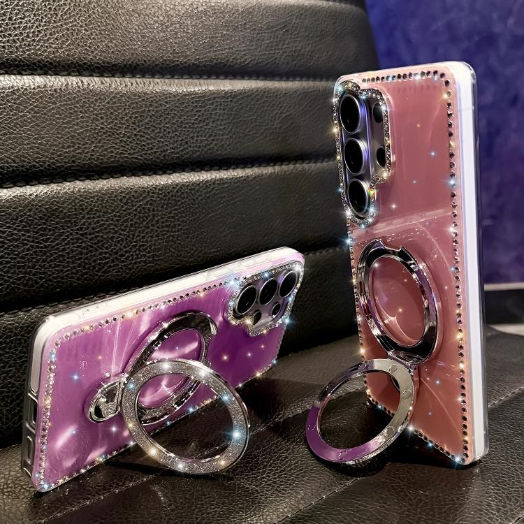 Custodia per telefono IMD a doppia faccia con supporto glitterato per Samsung