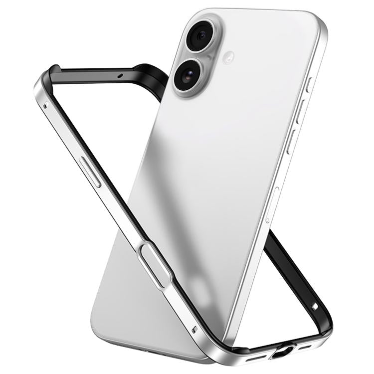 Custodia per telefono con cornice di raffreddamento antiurto a quattro angoli in metallo e silicone ibrido., For iPhone 16 Plus, For iPhone 16