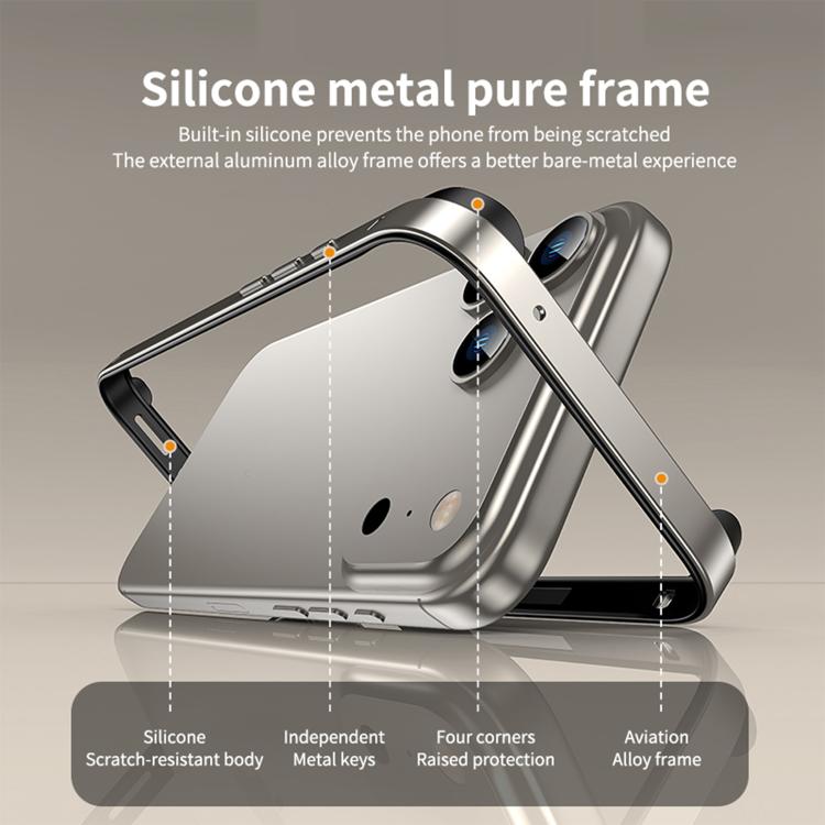 Custodia per telefono con cornice di raffreddamento antiurto a quattro angoli in metallo e silicone ibrido., For iPhone 15 Pro Max, For iPhone 15 Pro
