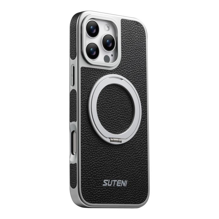 Custodia magnetica per telefono Suteni G6 con texture Litchi, galvanizzata, con supporto girevole a 360°., For iPhone 15, For iPhone 14, For iPhone 14 Pro, For iPhone 14 Pro Max, For iPhone 13 Pro Max, For iPhone 13 Pro, For iPhone 13