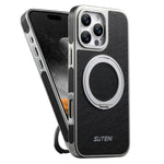 Custodia magnetica per telefono Suteni G6 con texture Crazy Horse galvanizzata e supporto girevole a 360°., For iPhone 17 Pro Max, For iPhone 17 Pro, For iPhone 17, For iPhone 16 Pro Max, For iPhone 16 Pro, For iPhone 16