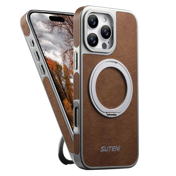 Custodia magnetica per telefono Suteni G6 con texture Crazy Horse galvanizzata e supporto girevole a 360°., For iPhone 17 Pro Max, For iPhone 17 Pro, For iPhone 17, For iPhone 16 Pro Max, For iPhone 16 Pro, For iPhone 16
