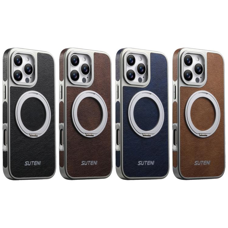 Custodia magnetica per telefono Suteni G6 con texture Crazy Horse galvanizzata e supporto girevole a 360°., For iPhone 15 Pro Max, For iPhone 15 Pro, For iPhone 15, For iPhone 14, For iPhone 14 Pro, For iPhone 14 Pro Max