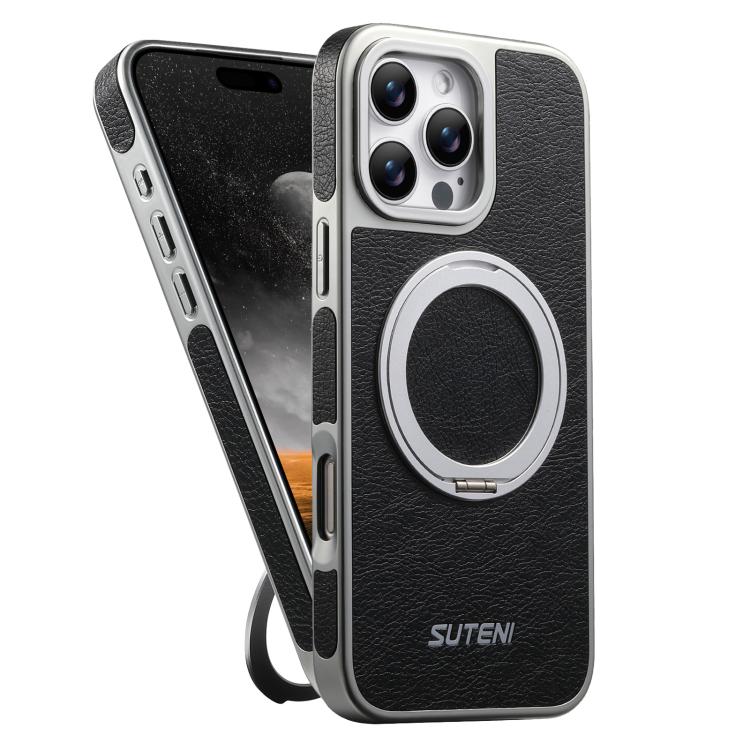 Custodia magnetica per telefono Suteni G6 con texture Crazy Horse galvanizzata e supporto girevole a 360°., For iPhone 15 Pro Max, For iPhone 15 Pro, For iPhone 15, For iPhone 14, For iPhone 14 Pro, For iPhone 14 Pro Max