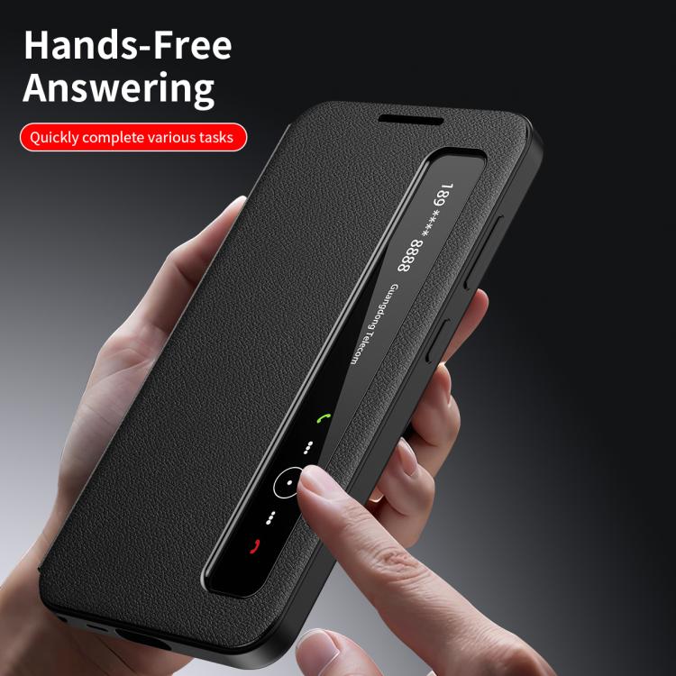 Custodia per telefono in pelle con finestra Smart View per Galaxy Z Fold3
