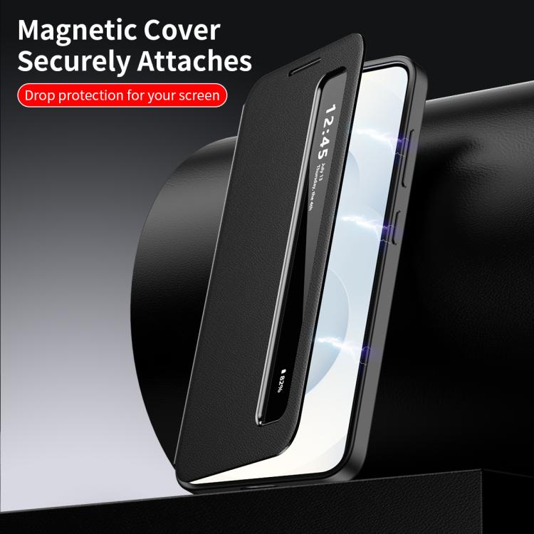 Custodia per telefono in pelle con finestra Smart View per Galaxy Z Fold3