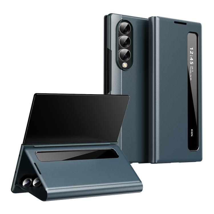 Custodia per telefono in pelle con finestra Smart View per Galaxy Z Fold3