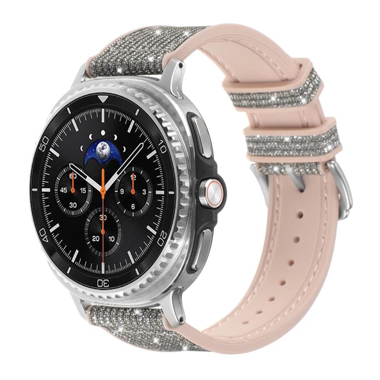 Cinturino per orologio in silicone e pelle vegana glitterata, For Samsung Galaxy Watch8 / Watch8 Classic