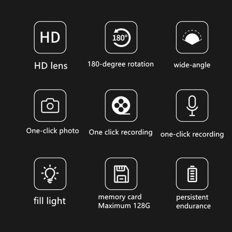 Videocamera indossabile 4K con clip e obiettivo girevole a 180°