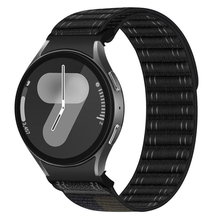 Cinturino per orologio in nylon con texture a onde e chiusura a strappo, con pulsante a pressione., For Samsung Galaxy Watch FE / 7 / 6 / 5 / 4