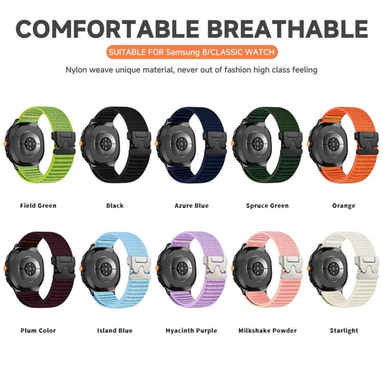 Cinturino per orologio in nylon intrecciato con fibbia a paracadute e motivo montano, con punta in metallo., For Samsung Galaxy Watch8 / Watch8 Classic