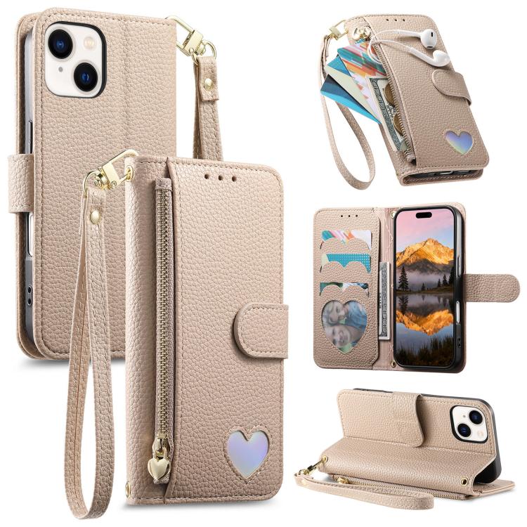 Portafoglio con cerniera a forma di cuore fantasy, custodia per telefono in pelle vegana con cinturino, For iPhone 13 Pro Max, For iPhone 13 Pro, For iPhone 13