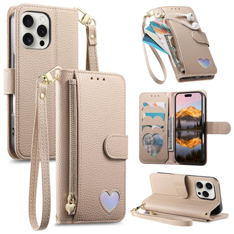 Portafoglio con cerniera a forma di cuore fantasy, custodia per telefono in pelle vegana con cinturino, For iPhone 13 Pro Max, For iPhone 13 Pro, For iPhone 13
