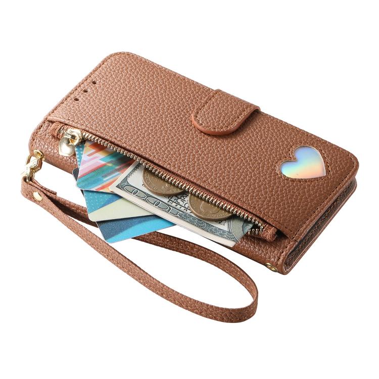 Portafoglio con cerniera a forma di cuore fantasy, custodia per telefono in pelle vegana con cinturino, For iPhone 13 Pro Max, For iPhone 13 Pro, For iPhone 13