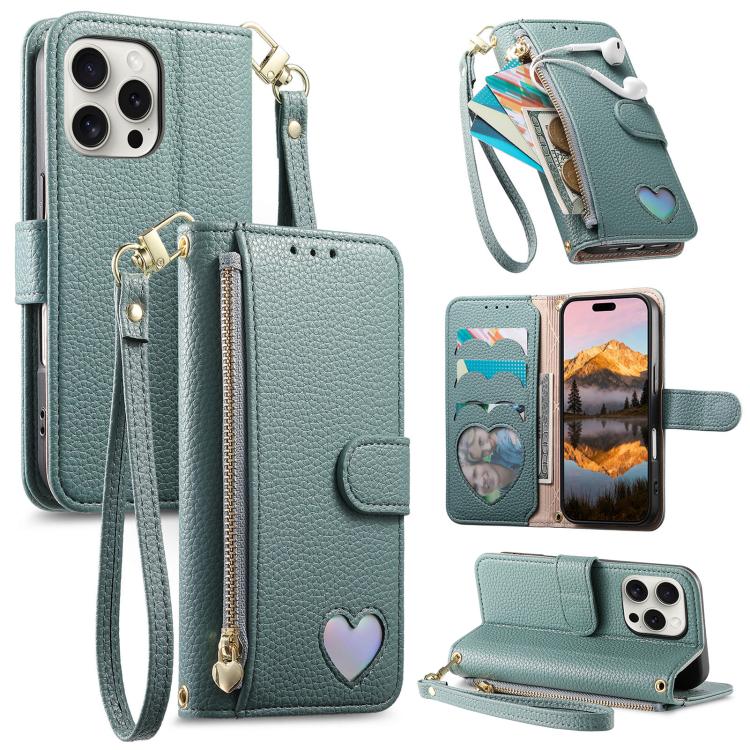Portafoglio con cerniera a forma di cuore fantasy, custodia per telefono in pelle vegana con cinturino, For iPhone 13 Pro Max, For iPhone 13 Pro, For iPhone 13