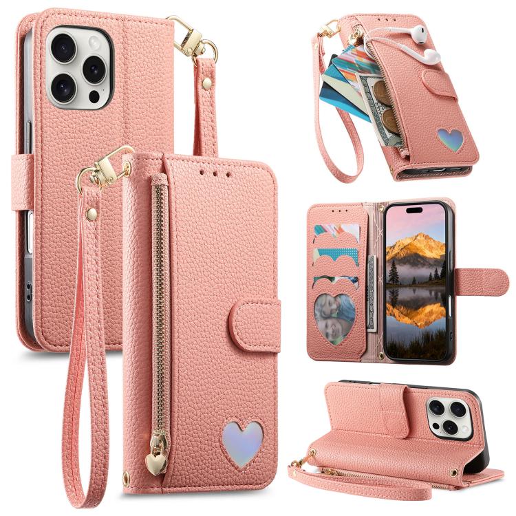 Portafoglio con cerniera a forma di cuore fantasy, custodia per telefono in pelle vegana con cinturino, For iPhone 13 Pro Max, For iPhone 13 Pro, For iPhone 13