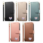 Portafoglio con cerniera a forma di cuore fantasy, custodia per telefono in pelle vegana con cinturino, For iPhone 13 Pro Max, For iPhone 13 Pro, For iPhone 13