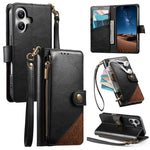 Portafoglio con cerniera e cinturino in ecopelle vegana, For iPhone 16 Pro Max, For iPhone 16 Pro, For iPhone 16 Plus, For iPhone 16