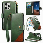 Portafoglio con cerniera e cinturino in ecopelle vegana, For iPhone 16 Pro Max, For iPhone 16 Pro, For iPhone 16 Plus, For iPhone 16