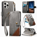 Portafoglio con cerniera e cinturino in ecopelle vegana, For iPhone 16 Pro Max, For iPhone 16 Pro, For iPhone 16 Plus, For iPhone 16