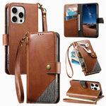 Portafoglio con cerniera e cinturino in ecopelle vegana, For iPhone 16 Pro Max, For iPhone 16 Pro, For iPhone 16 Plus, For iPhone 16