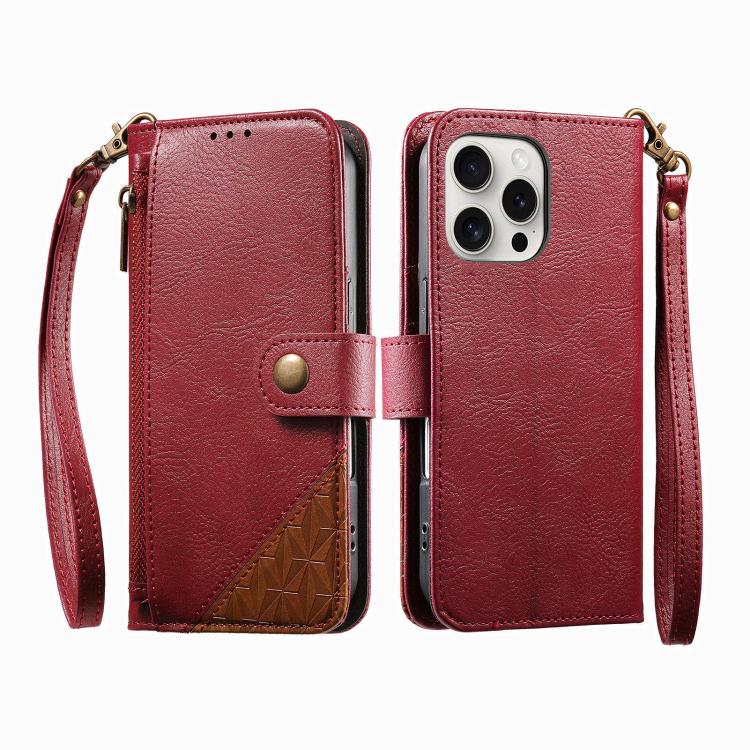 Portafoglio con cerniera e cinturino in ecopelle vegana, For iPhone 16 Pro Max, For iPhone 16 Pro, For iPhone 16 Plus, For iPhone 16