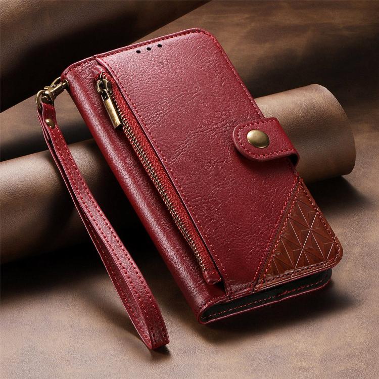 Portafoglio con cerniera e cinturino in ecopelle vegana, For iPhone 16 Pro Max, For iPhone 16 Pro, For iPhone 16 Plus, For iPhone 16