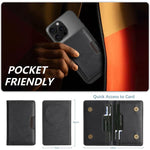 Borsa porta carte magnetica in pelle vegana a due ante