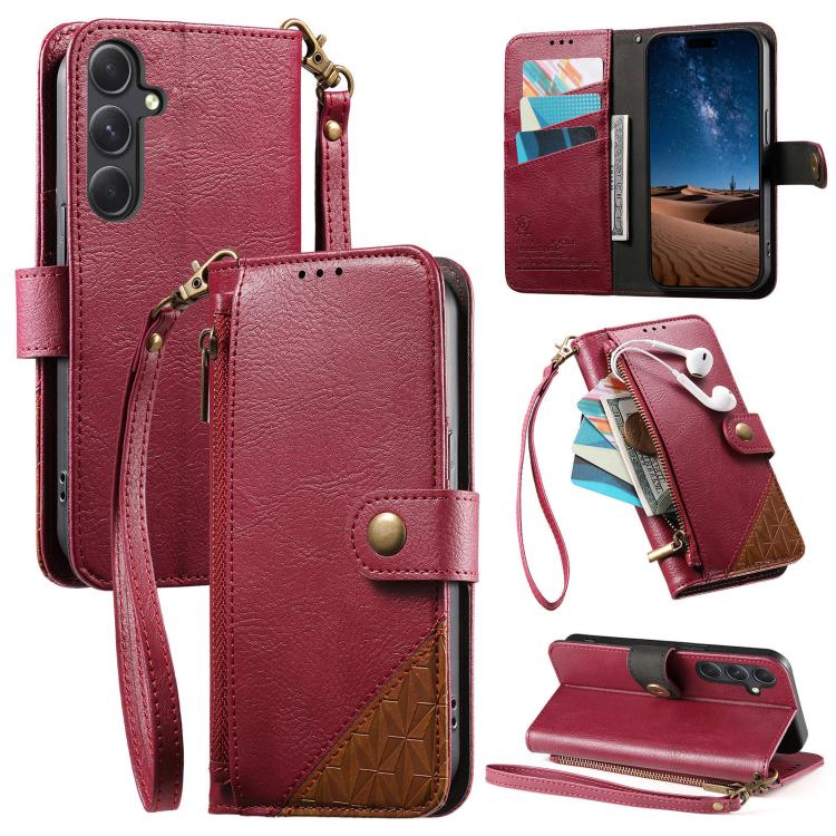 Custodia portafoglio Samsung Galaxy con cerniera, cavalletto e cinturino