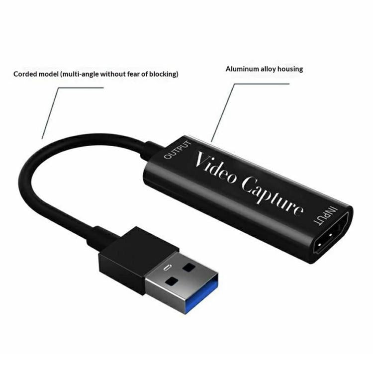HU-02 Scheda di acquisizione video da HDMI a USB 3.0, adattatore per streaming live di giochi 1080P, cavo, HU-02
