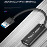HU-02 Scheda di acquisizione video da HDMI a USB 3.0, adattatore per streaming live di giochi 1080P, cavo, HU-02