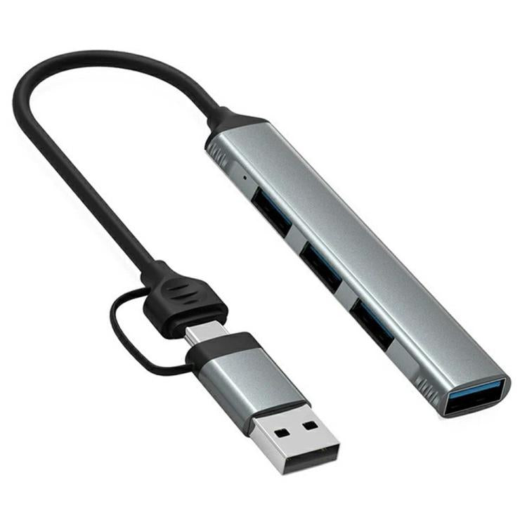 Hub portatile HC-77 in lega di alluminio con USB-C e USB-A