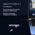 Hub portatile HC-77 in lega di alluminio con USB-C e USB-A
