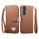 Portafoglio con cerniera a forma di cuore in pelle vegana per Samsung Galaxy A13