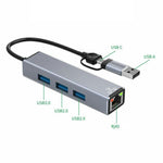 Hub USB-C e USB-A 4 in 1 con porte USB e Ethernet RJ45