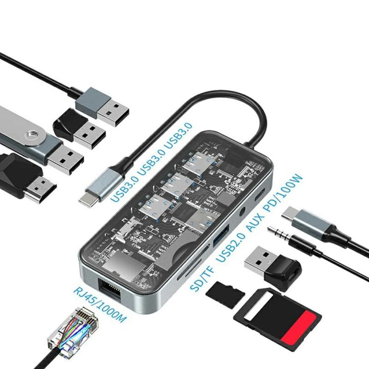 Hub USB-C 10 in 1 con Ethernet Gigabit e ricarica 100W