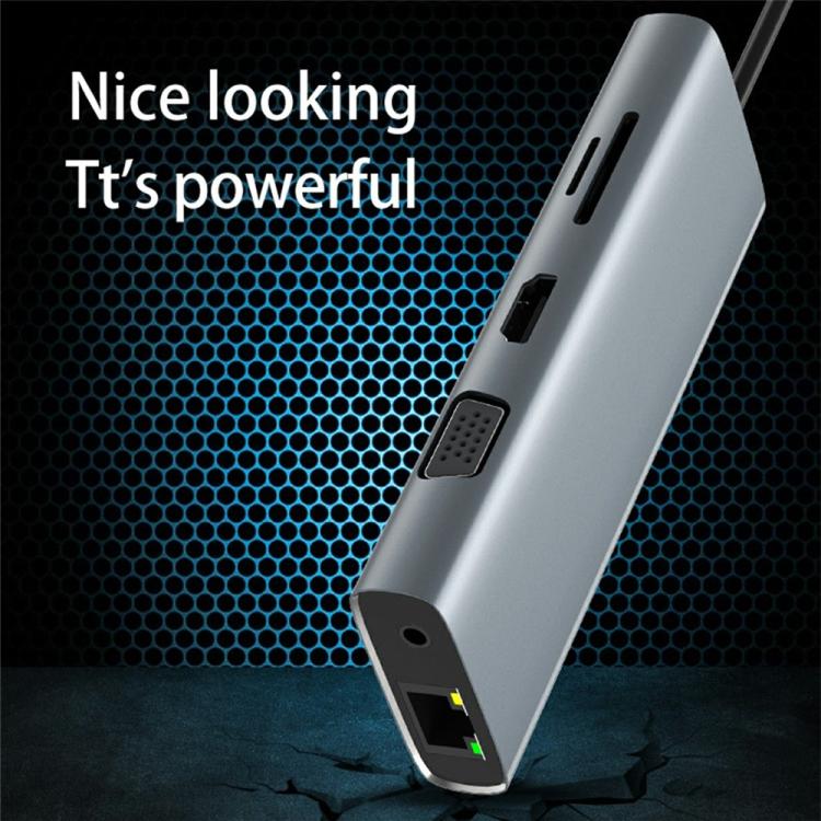 Hub USB-C 11 in 1 con VGA, HDMI, RJ45 e ricarica 60W